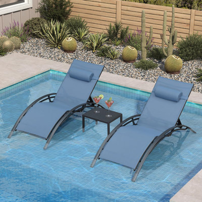 Altouise 71.46" Long Reclining Chaise Lounge Set and Table by Ebern Designs