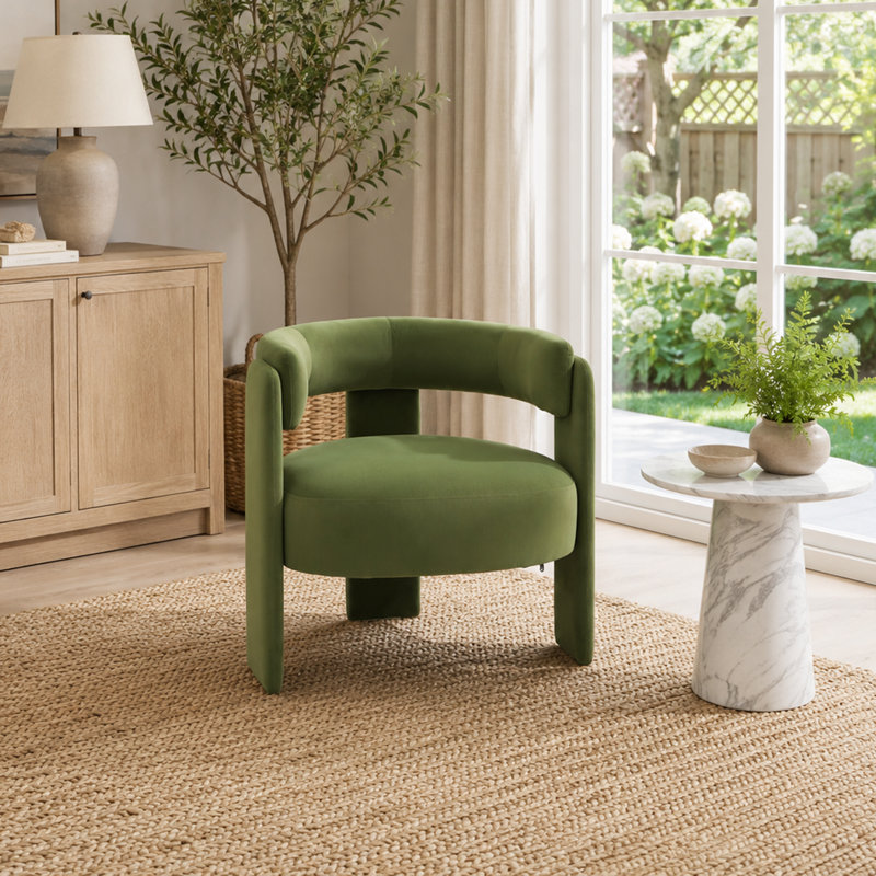 Fauteuil d'appoint Mid-Century, Vert et velours