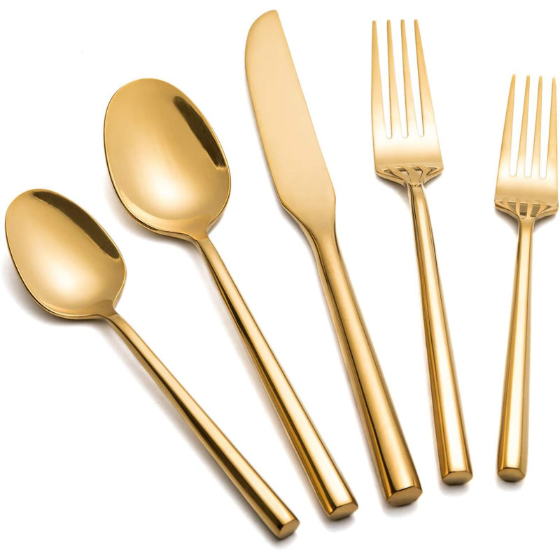 Ensemble de couverts en acier inoxydable de qualité supérieure avec poignée hexagonale, ensemble de couverts 60 pièces pour 12 personnes, design durable et élégant pour les occasions quotidiennes et spéciales