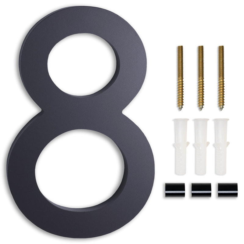 8'' Modern Floating Acrylic House Numbers, 8, Black