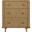 Table de chevet pour chambre à coucher Port 3 - Rangement à finition naturelle avec 3 tiroirs et pieds minces