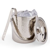 Ice Bucket - 1.3L Double Wall Ice Bucket with Lid,Stainless Steel Ice Bucket Insulated with Tongs and Strainer,Small Cooler for Whisky Bar Chilling