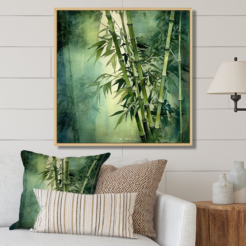 «Bamboo Forest Intesed Field I», art mural sur toile de bambou_106663, H 24 po x l 24 po, Cadre naturel flottant