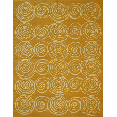 Tapis doré moderne en laine noué à la main Anureet