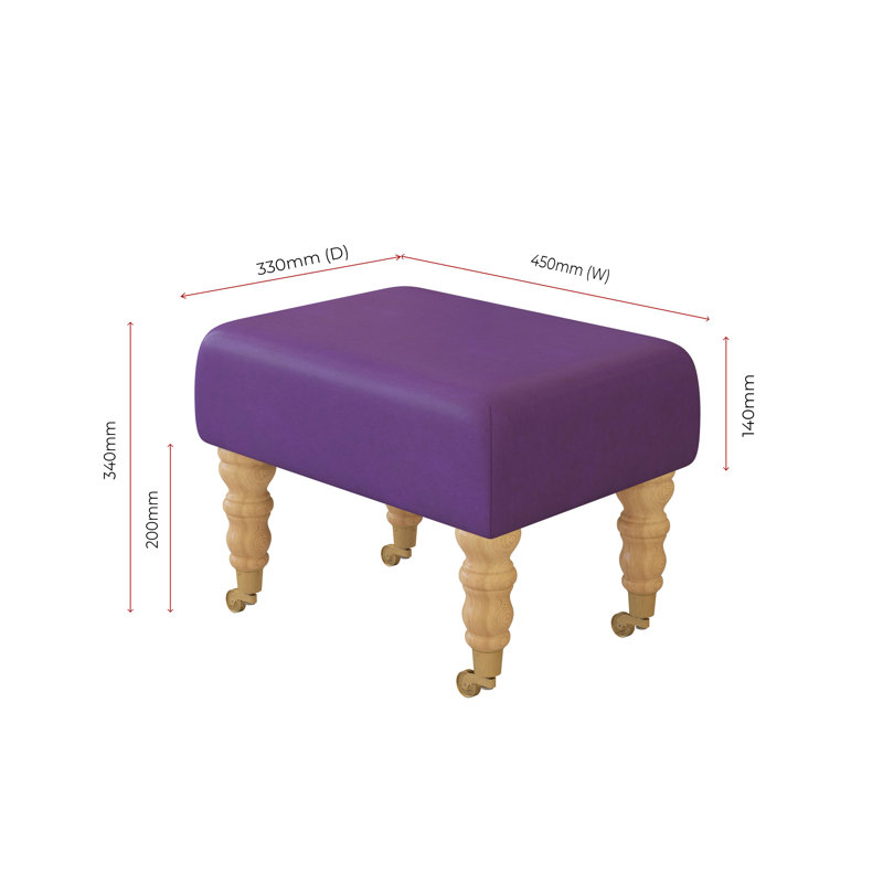 Acierno Natural Wood Caster Leg - Faux Leather, Natural, Blackcurrant Purple