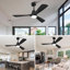 Ventilateur de plafond noir 52 po avec 3 pales en bois massif et télécommande