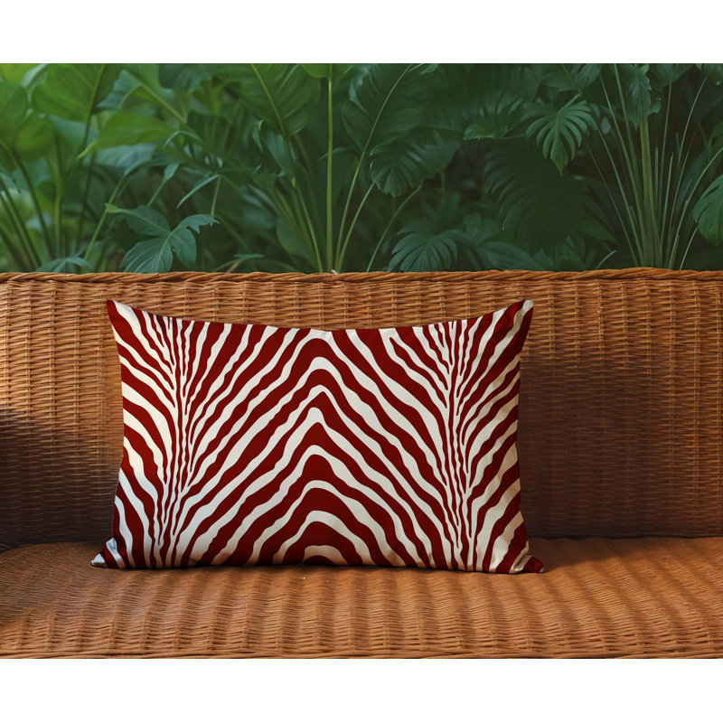 Oreiller rectangulaire réversible intérieur / extérieur Gilda, Rectangle H 18 po x l 25 po, Rouge