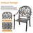 6-Person Rectangular Cast Aluminum Patio Dining Set with 2 Swivel Chairs & Brown Cushions & Umbrella Hole-1054735367