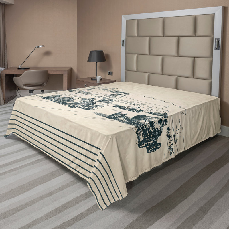 Drap-housse voiture de course Ambesonne, Drap plat pour très grand lit californien
