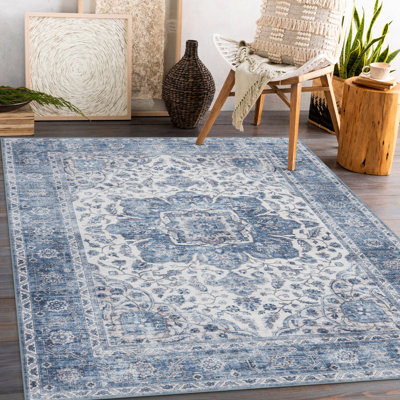 Tapis beige ivoire lavable à la machine Vintage Lefkothea Joy