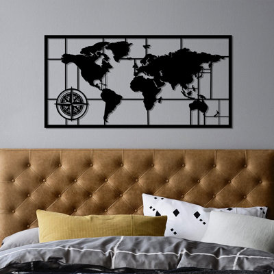 Élégant accessoire mural décoratif en métal, finition noire, 15,7 po x 31,9 po | Fabrication 100% métal, épaisseur: 0,06 po | Léger à 1,2 lb, parfait pour la décoration intérieure et les espaces modernes, facile à accrocher