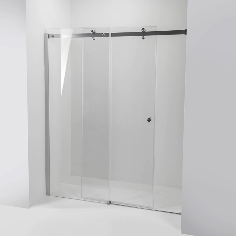 Porte de douche sans cadre Bypass, Nickel brossé, 60 po x 72 po