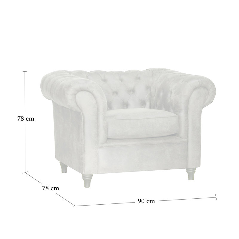 Samuel Upholstered Chesterfield Chair, Charcoal