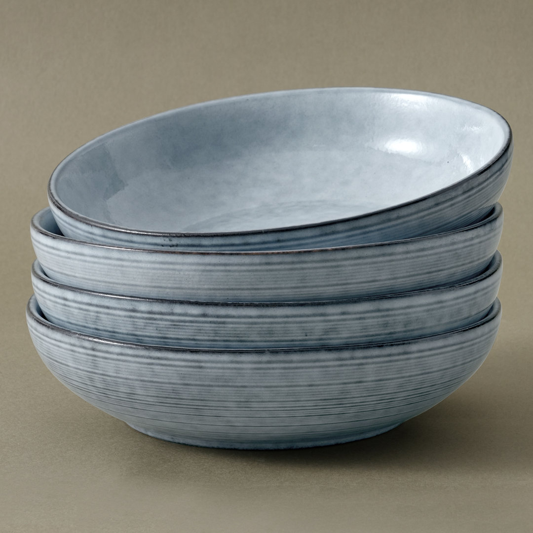 4 Piece 8.6 Inch Pasta Bowl Set, Stoneware Bowls Set