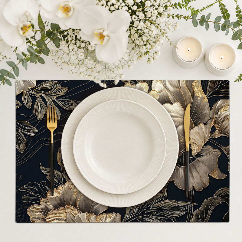 4-Piece Polyester Rectangle Dining Table Placemat