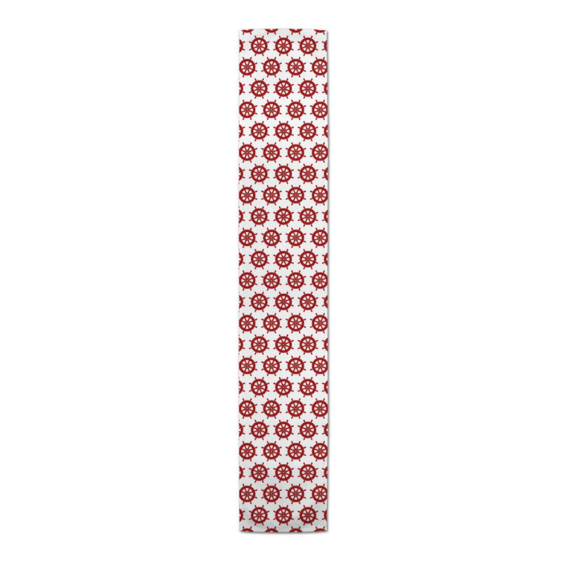 Keya Geometric Table Runner, 16" L x 90" W, White/Red