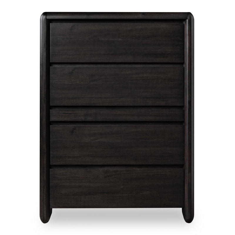 Commode à cinq tiroirs Ronquillo en bois d'acacia avec plateau à bijoux en jaguar