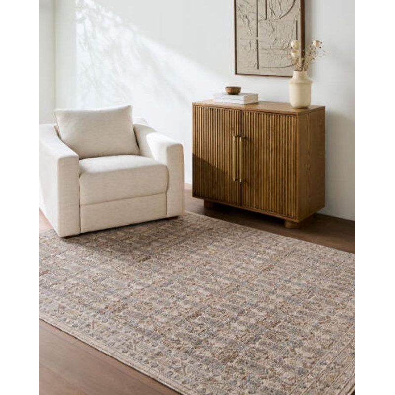 Farshad Machine Woven Area Rug, Rectangle 10' x 13'11", Gray/Taupe/Light Gray