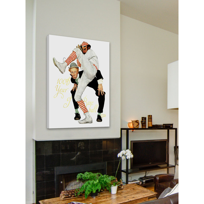 «100th Anniversary of Baseball» par Norman Rockwell, reproduction sur toile tendue, H 48 po x l 40 po x P 1,5 po