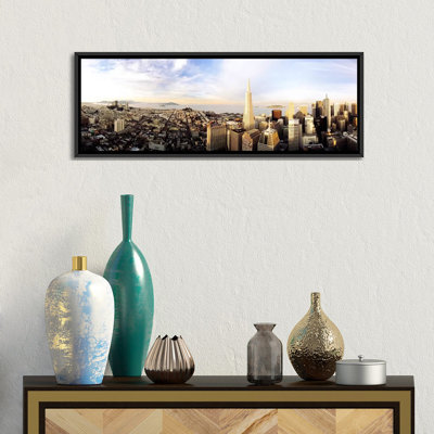 Vue en plongée d'une ville, bâtiment de Transamerica, San Francisco, Californie, États-Unis - Reproduction giclée sur toile panoramique