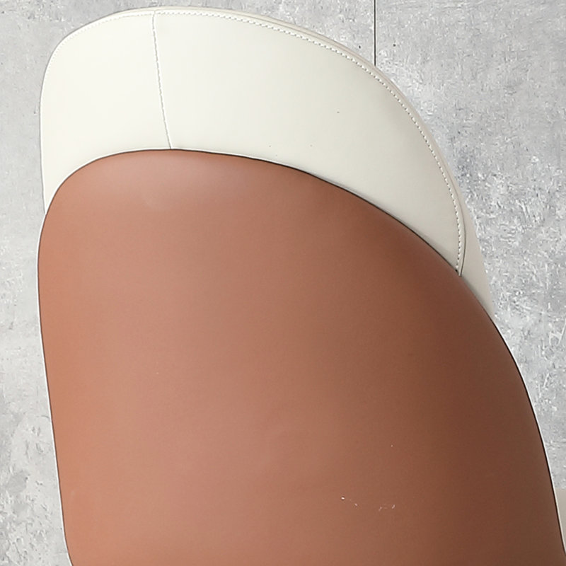 Chaises de salle à manger modernes beige, cuir PU avec pieds en métal, 2 pièces confortables en beige, revêtement, pieds rouille