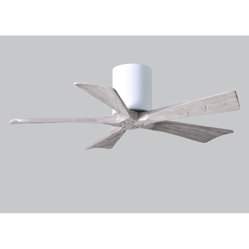 Ventilateur à pales encastré 5 pales Irene, Blanc brillant, Ton bois de grange, 42"