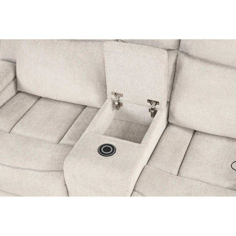 Grey Console Reclining - Foam Density D25, Comfortable Armrest Height With And Recline Function Chenille Fabric, 27" Back