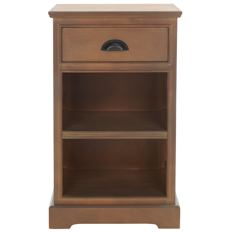 Jonesport Solid Wood Top End Table with Storage, Sepia