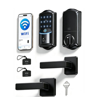 WiFi Smart Lock with Handles Set for Front DoorKeyless Entry App Control Auto Lock