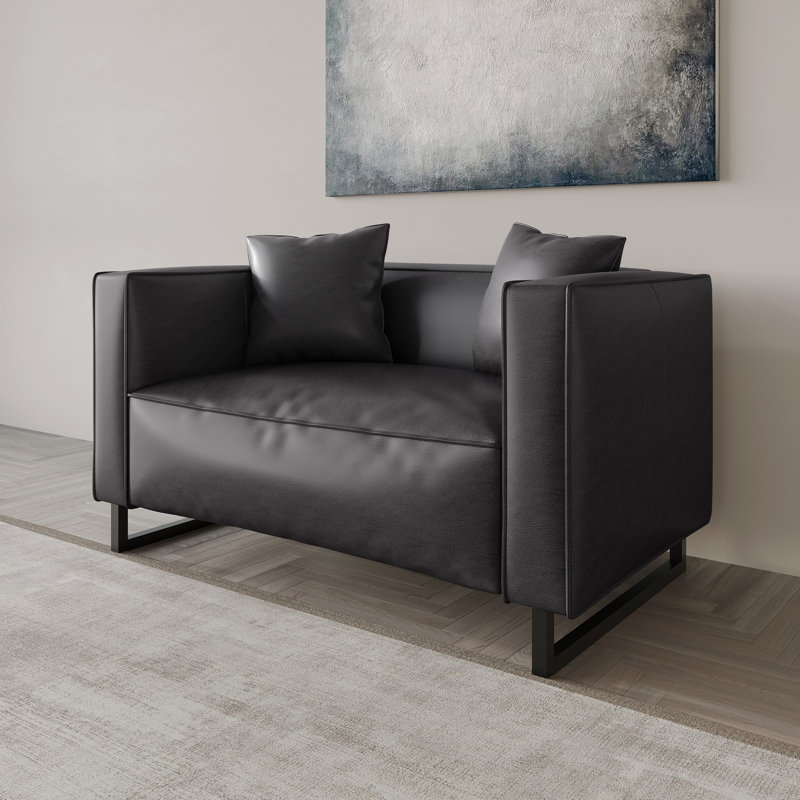 PU Leather Upholstered Loveseat, Gray