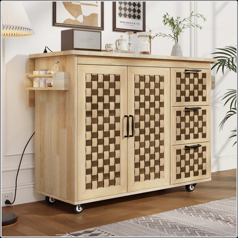 Versatile Kitchen Island with Multiple Storage Options and Mobility Features