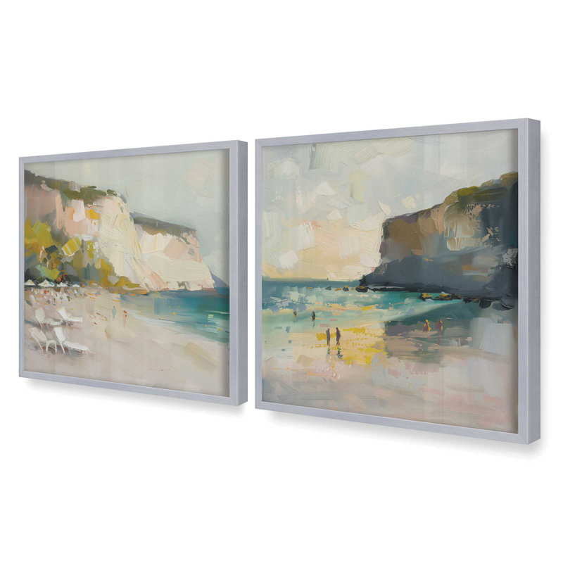 Ensemble de 2 pièces de sonate marine encadrée sur papier par Azure Artisanal Studio, Chrome poli