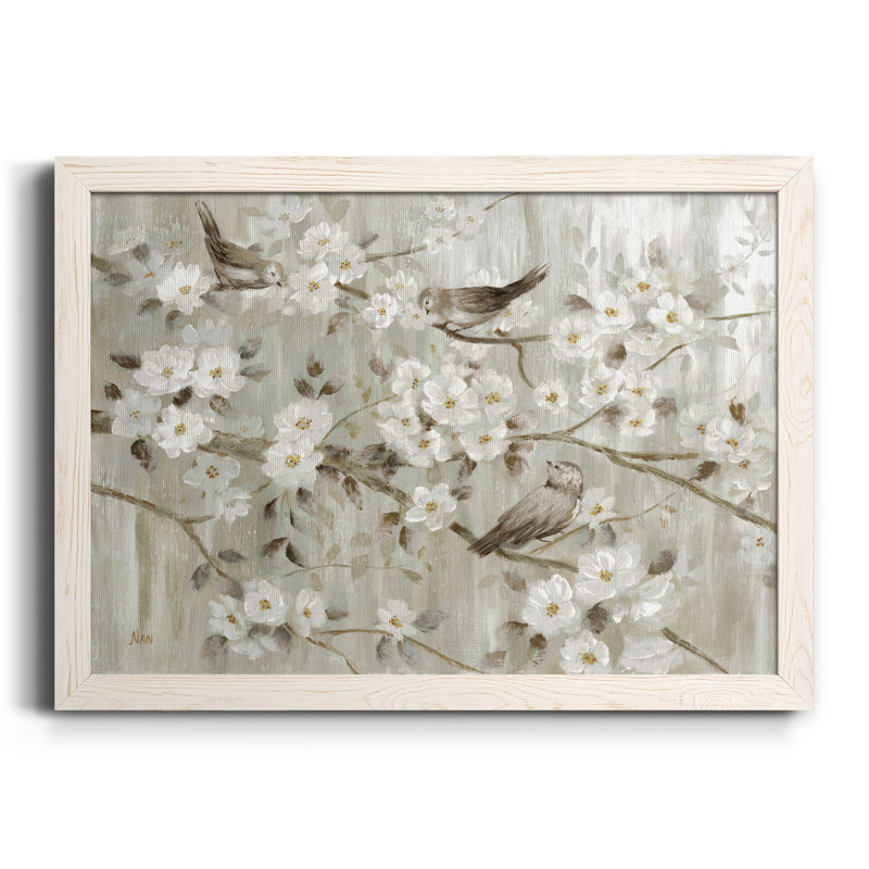 «Neutral Spring Birds», peinture sur toile encadrée, Blanc, H 17 po x l 20 po x P 1 po