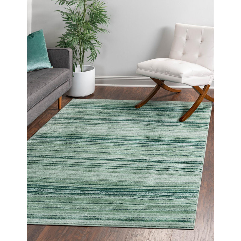Tapis rayé Osteen, Ovale 7 pi 10 po x 10 pi 2 po, Vert
