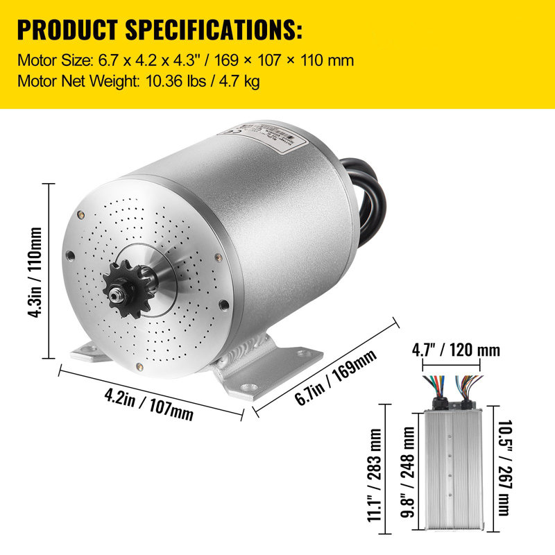 Moteur électrique à courant continu sans balai, moteur électrique sans balai 48V 2000W, 4300