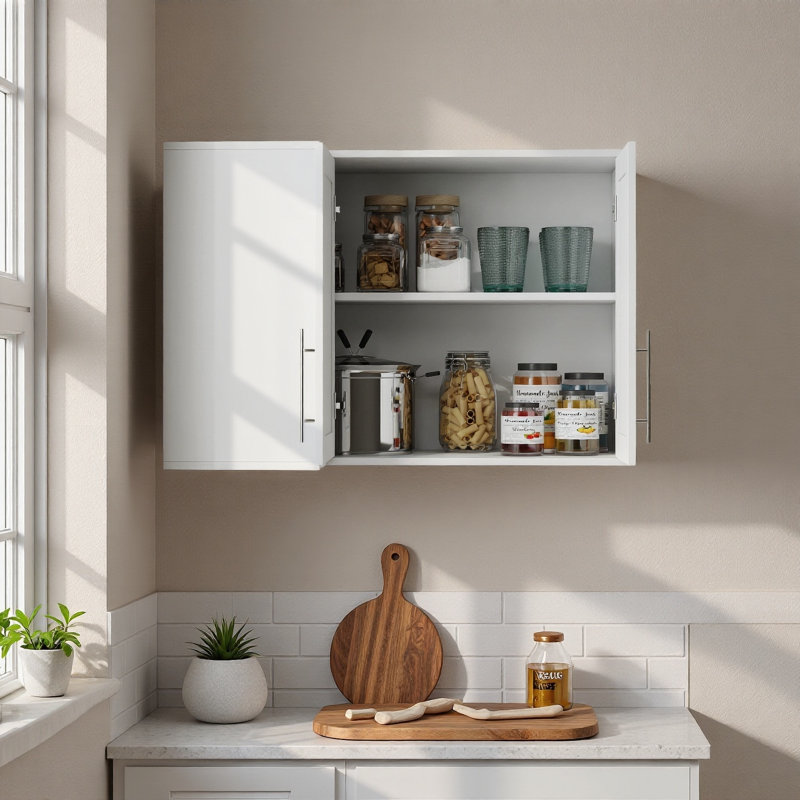 Buffet de cuisine en L à 2 portes avec 3 tablettes réglables pour la salle de bain, la salle à manger ou l'organisation de la cuisine