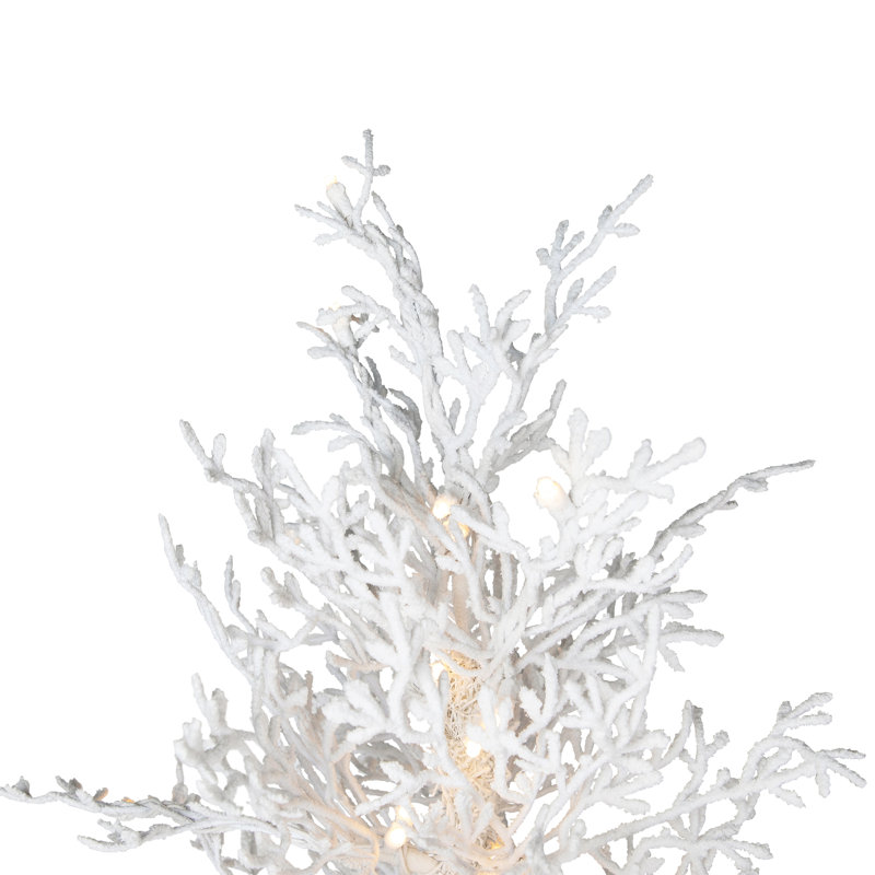 Pre-Lit Flocked Twig Artificial Christmas Tree - Warm White LED, 6.5'