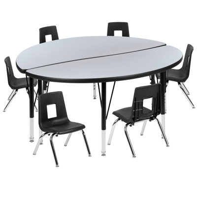 Goddard 47.5" Circle Wave Flexible Laminate Activity Table Set with 12" Student Stack Chairs