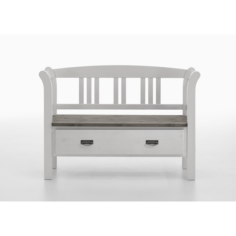 Polebridge Solid Wood Storage Bench, White/Grey