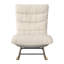 Two-Tone Upholstered Rocking Chair, Modern Nursery Accent Chair in Linen & Leathaire, Beige & Grey