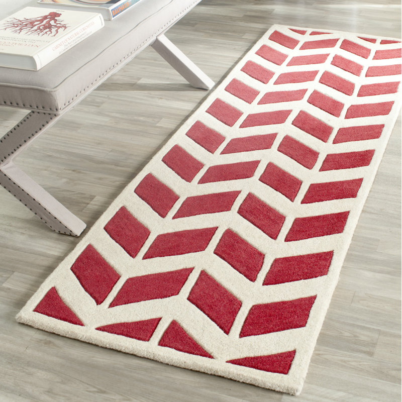 Chevron Wool Hand Woven Area Rug, Runner 69 x 213 cm