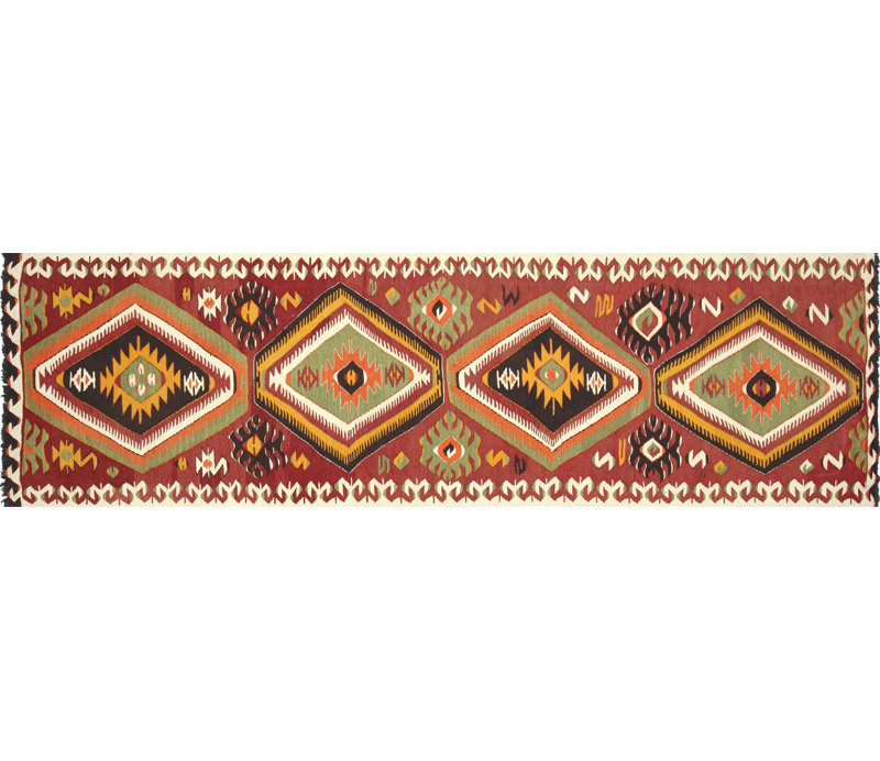 Runner One-of-a-Kind 3'3" X 11'3" 1960s Runner Wool Area Rug in