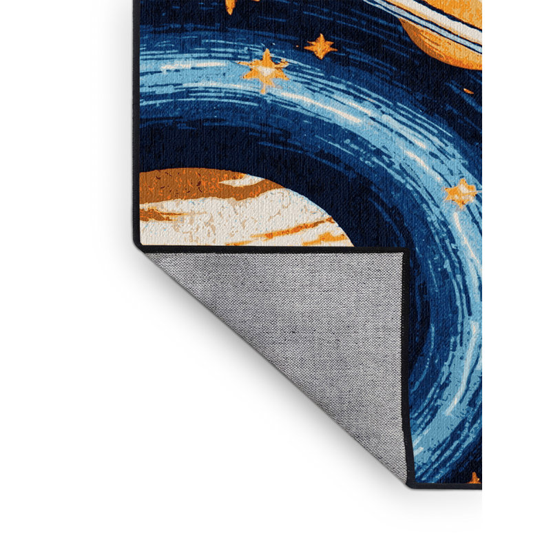 Machine Washable Space Gray Area Rug, Rectangle 7' x 9'