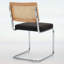 Ensemble de 2 chaises de salle à manger de style Mid-Century moderne en velours avec dossier en canne naturelle et base chromée, confortable et élégant-134682471