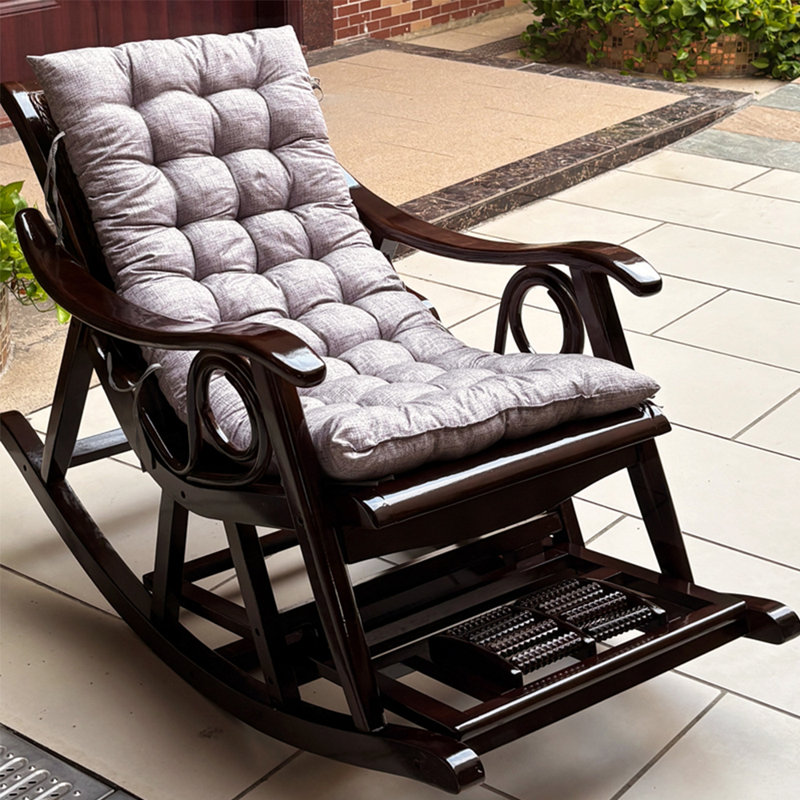 Chaise berçante en rotin naturel, Gris / café foncé