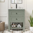 Ensemble de meuble-lavabo simple 24 po avec comptoir en céramique Daum Sharee, 2 tiroirs lisses, robinet