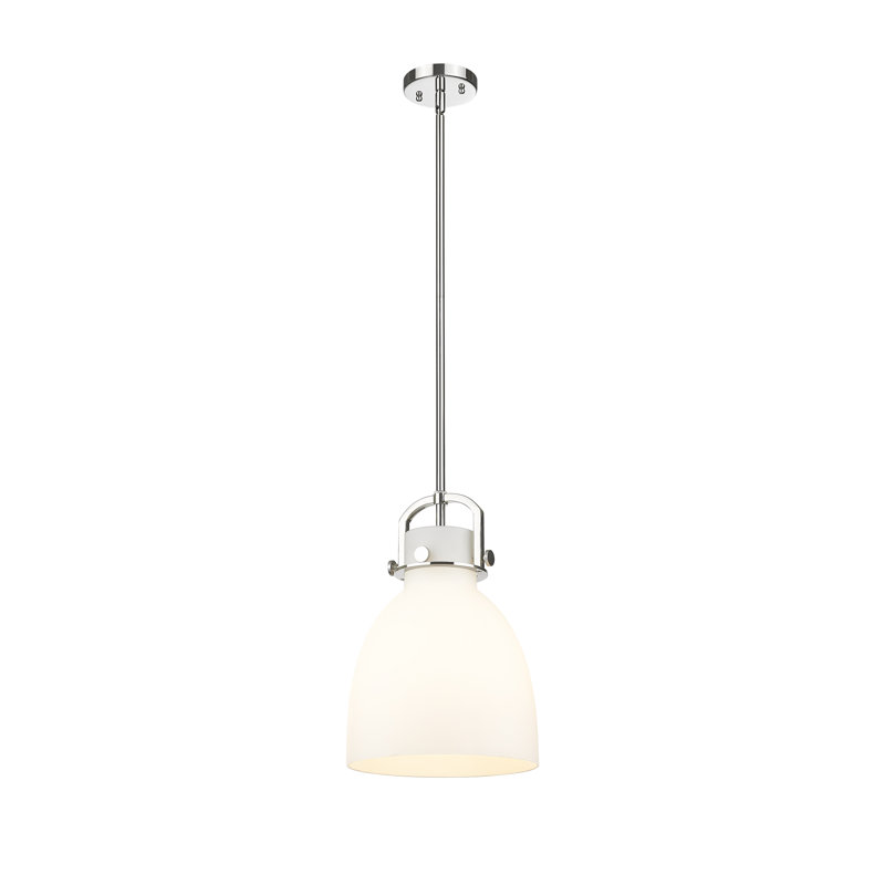 Luminaire suspendu 1 lumière Badillo, Blanc mat, Nickel poli, H 14,75 po x l 10 po x P 10 po