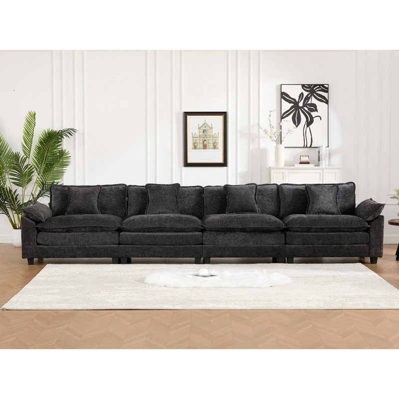 Wider Armrest 3 Seats (Ottoman Is Not Included), Modern Sectional Couch, For Living Room Bedroom And Apartment, Comfy Double Layer Upholstered Seat Cushion, Breathable Chenille Fabric