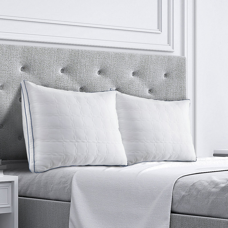 Ensemble de 2 oreillers de lit - taille standard, ensemble de 2, rembourrage en duvet synthétique, soutien pour tous les dormeurs, blanc