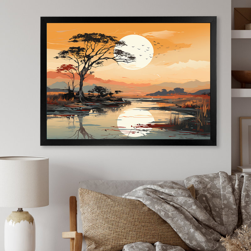 «Afrique Minimalisme», impression sur toile, H 24 po x l 32 po x P 1 po, Cadre simple noir